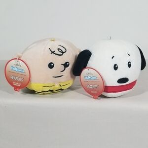 Hallmark Fluffballs Charlie Brown Snoopy Peanuts Plush Set NWT